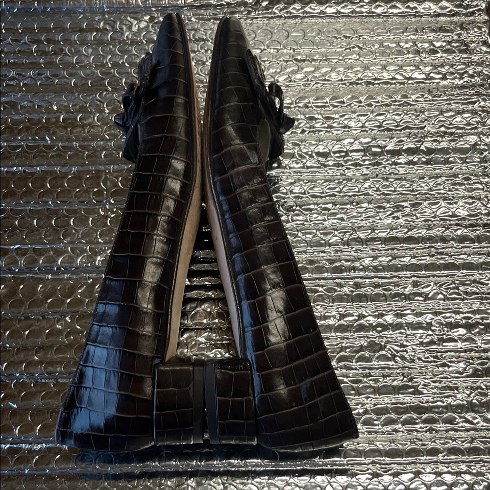 Talbots Dark Brown Crocodile Pattern Loafers - image 5